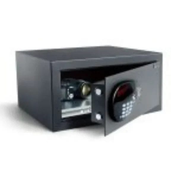 The interior of the Electronic Hotel Safe – Guard with its convenient inside light and optional internal power outlet visible.