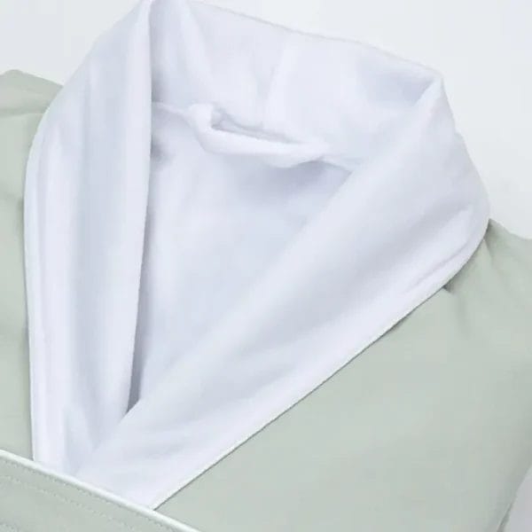 Detail of professional embroidery on Microfiber Bathrobe Custom branding.