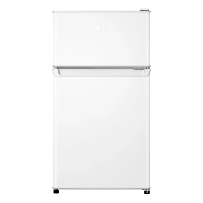 A view of the HaiEr MINI FRIDGE discreetly built into a hotel cabinet, emphasizing its ultra-quiet operation.
