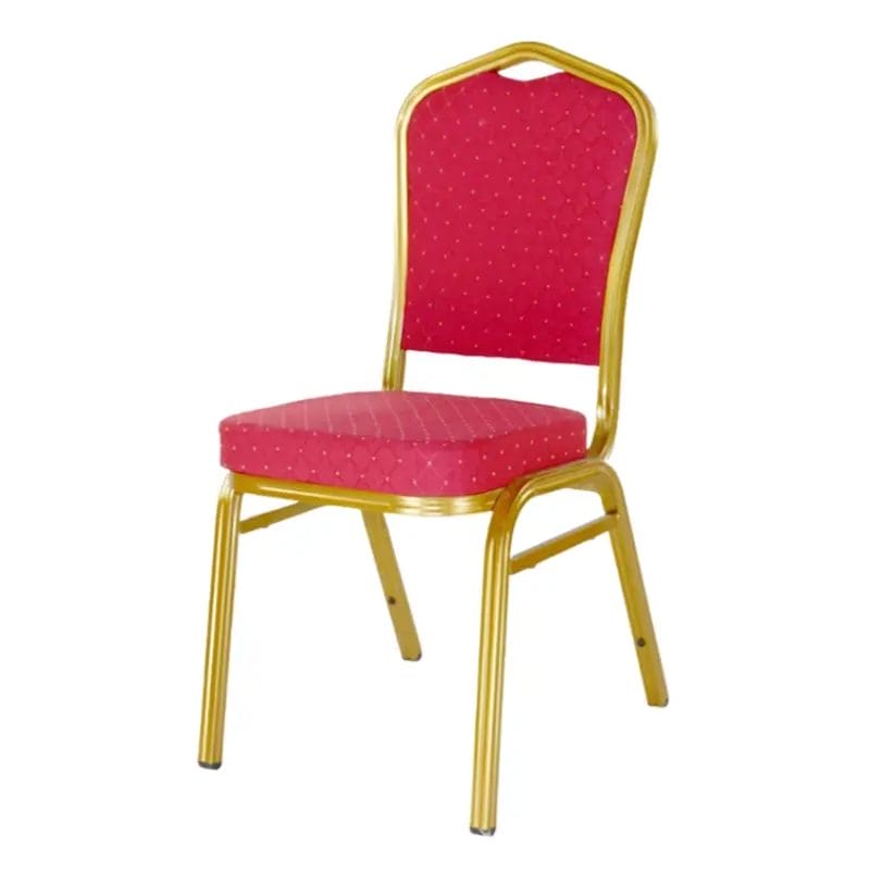 A tall stack of Stackable Hotel Banquet Chairs with an aluminum alloy frame, showcasing their efficiency for minimal storage space.