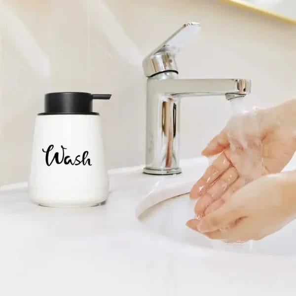 A set of Dispenser Bottles labeled for different liquids like 'Shampoo,' 'Lotion,' and 'Soap,' showing multi-purpose utility.