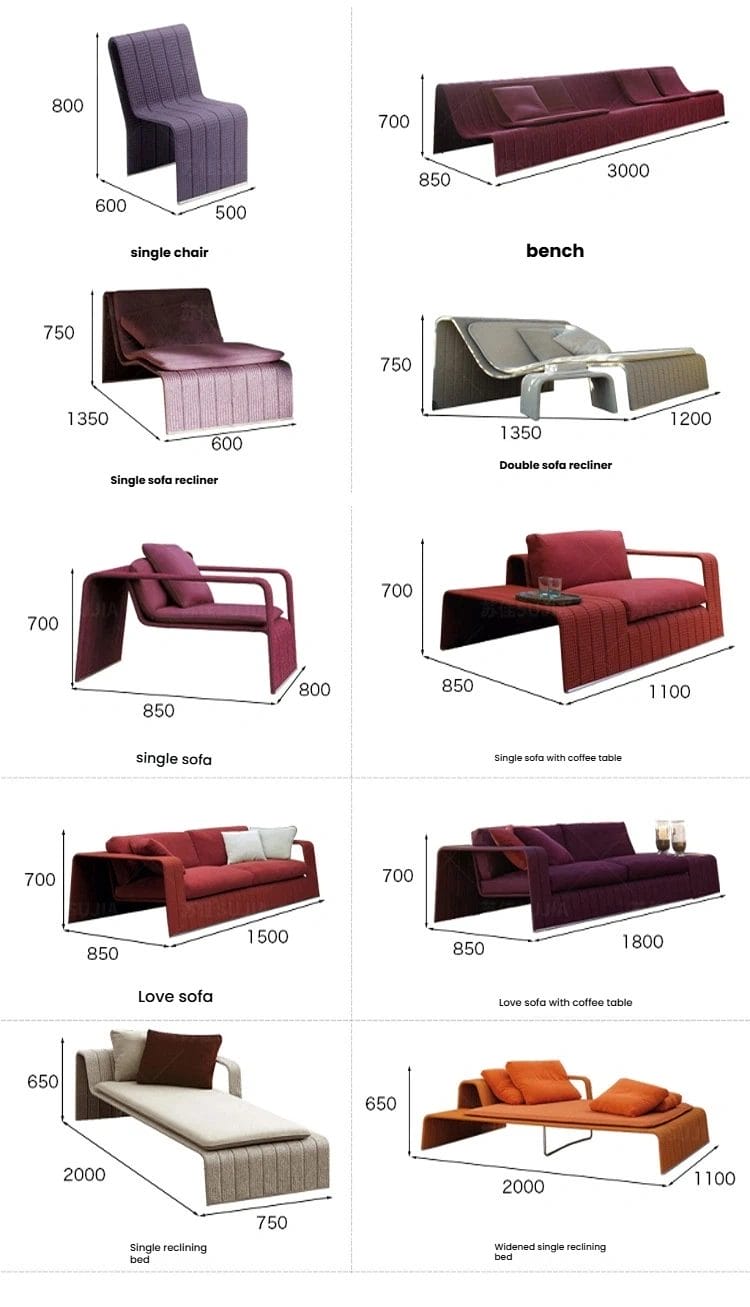 Various types of woven chairs