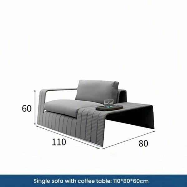 Luxury Woven Sofa with Integrated Table - Grey