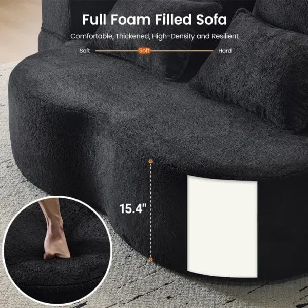 Luxury Chenille Fold Out Foam Sofa Bed: Full Size Frameless Sleeper for Hotel Suites - Image 3