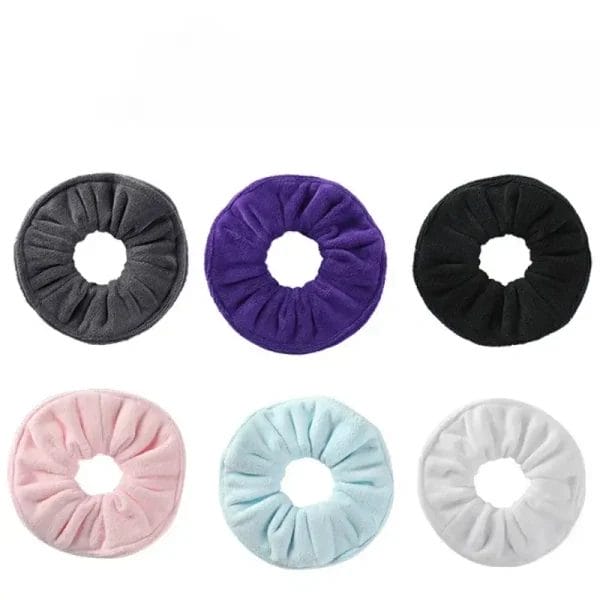 An oversized 14cm microfiber towel scrunchie shown