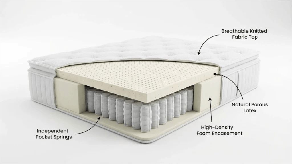 Diagram of Hotel Mattress Procurement Strategy showing hybrid layers and pocket springs