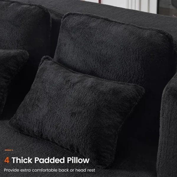 Close up of the thick padded chenille pillows included with the fold out foam sofa bed.