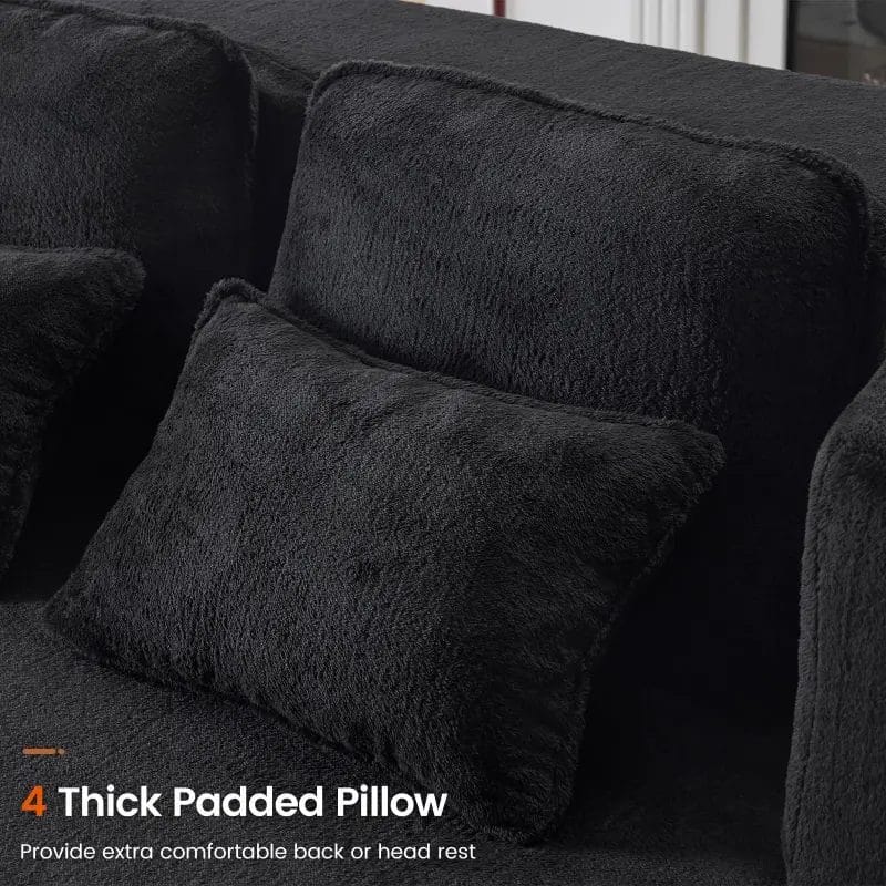 Close up of the thick padded chenille pillows included with the fold out foam sofa bed.