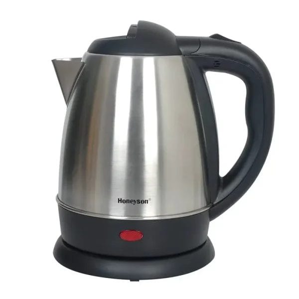 A 1.2L 304 stainless steel hotel kettle perfect for guest room tea and coffee service.