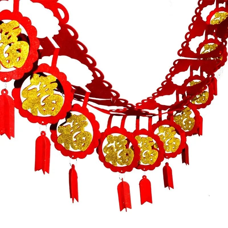 Luxury 3D flocked Chinese New Year hanging decoration for hotel lobby.