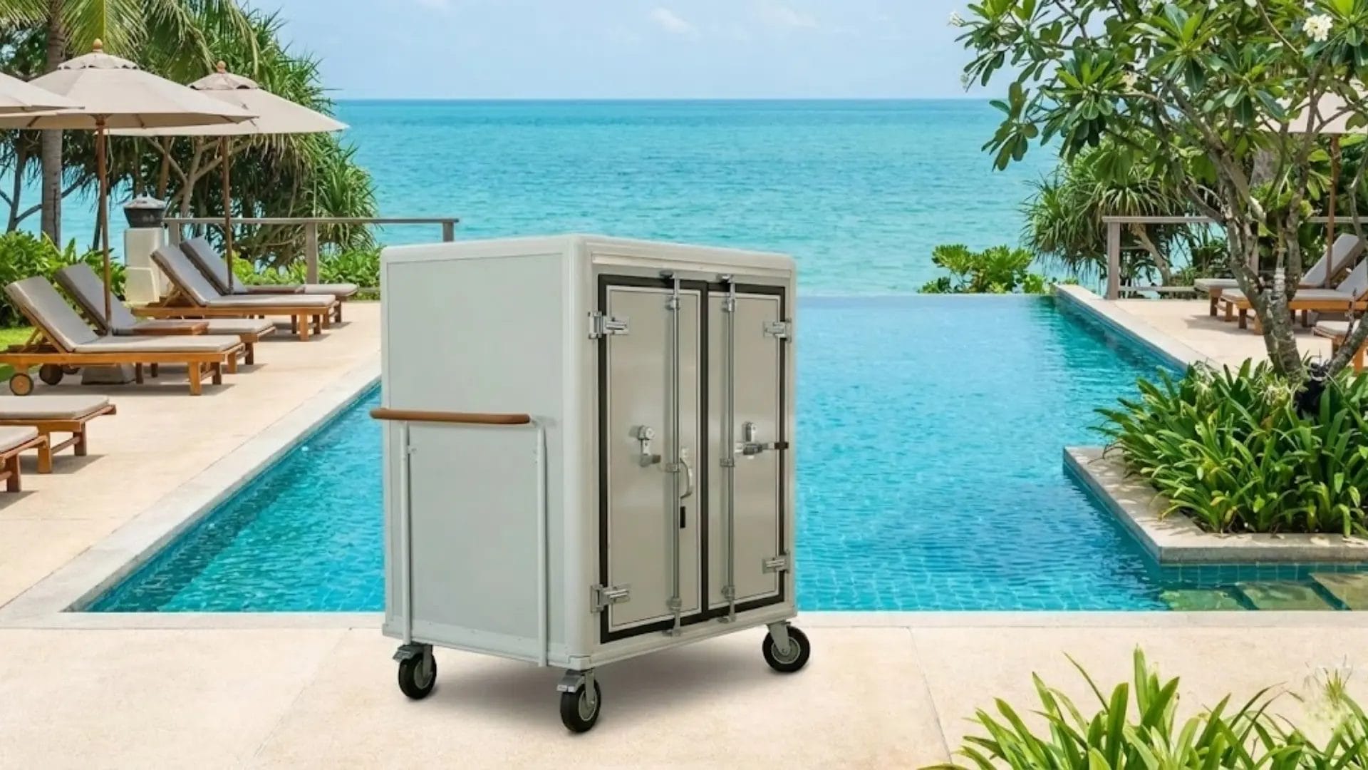 Industrial Carbon Steel Hotel Service Cart with Double Doors