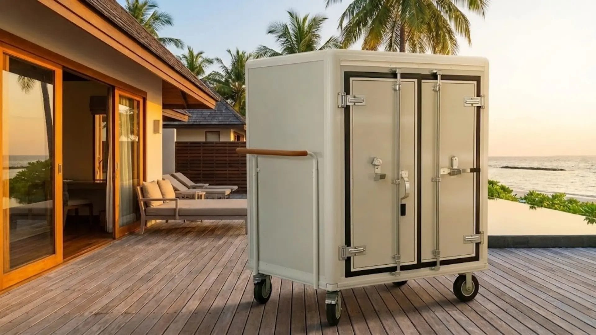 Outdoor Resort Housekeeping Trolley with Rain Protection Shield