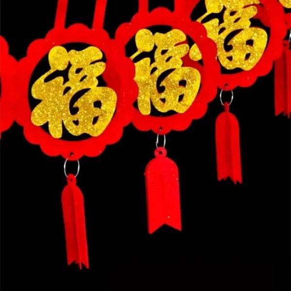 Traditional 3D Fu character hanging on a luxury hotel guest room door.