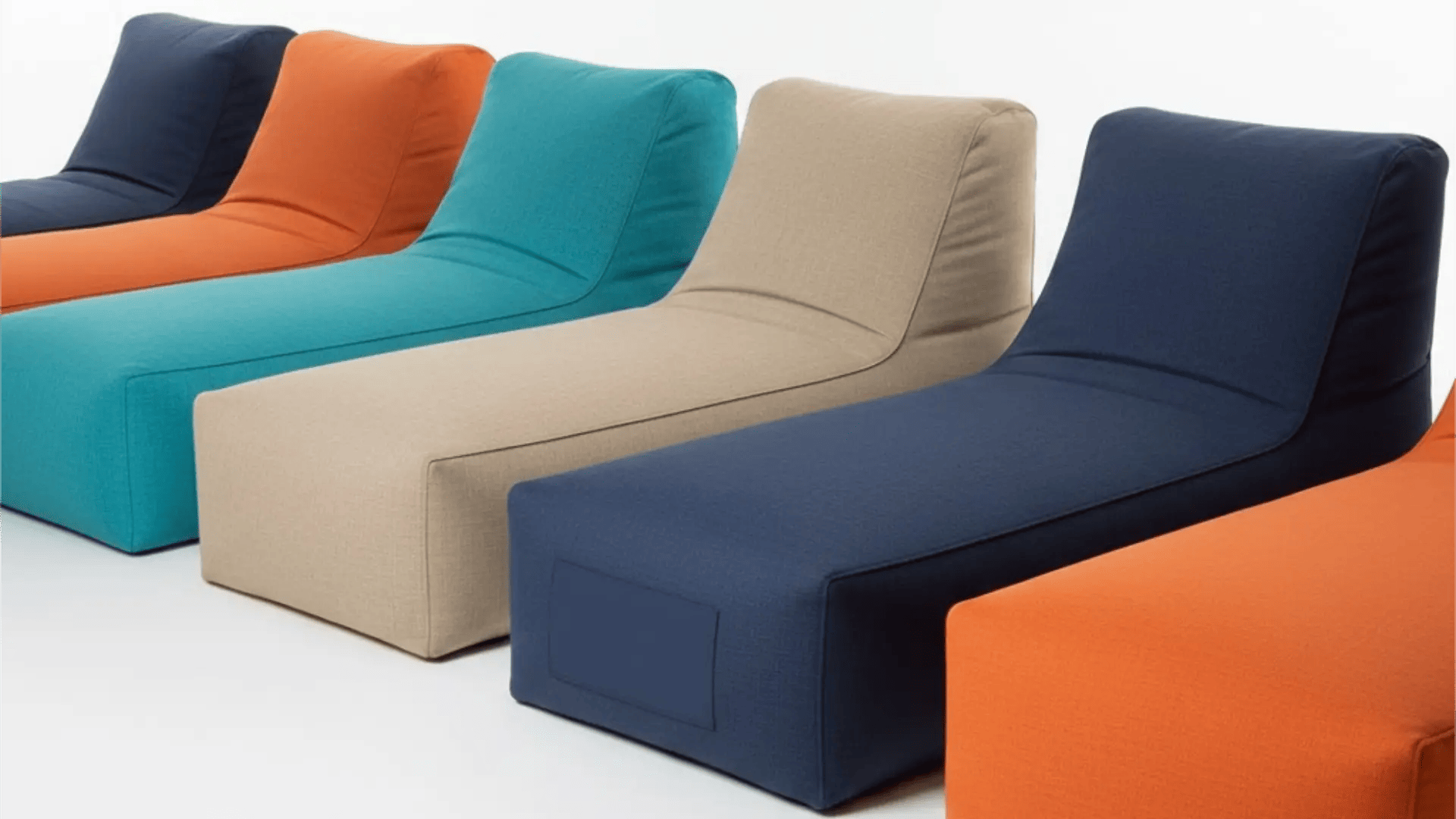 Variety of customized color outdoor bean bag loungers with hotel logo