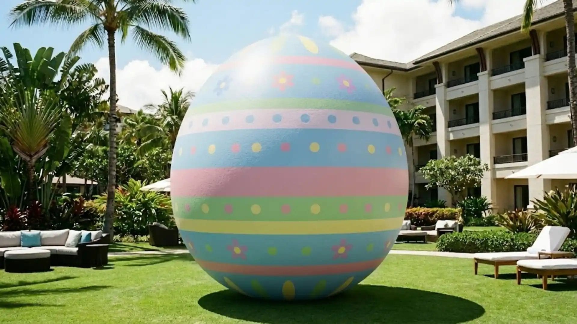 5FT silver giant inflatable Easter egg decoration on green lawn for hotel outdoor events