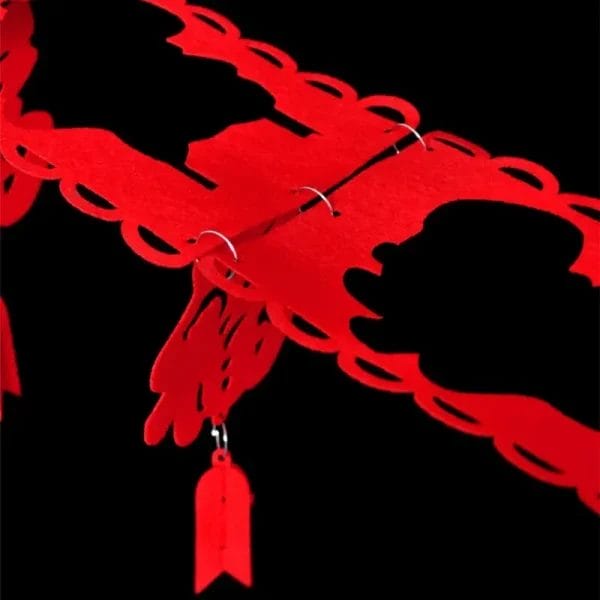 Close-up of high-quality red flocked fabric and laser-cut edges