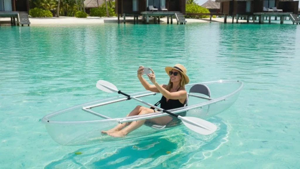 Commercial ice cream push cart and clear kayak for luxury resort revenue growth