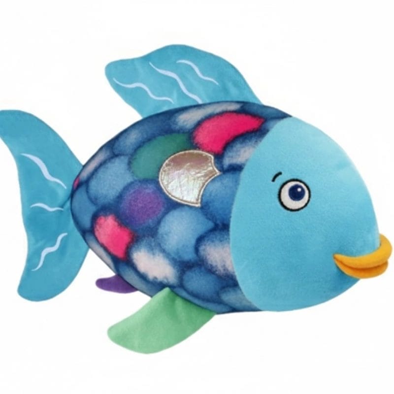 Side view of 12 inch rainbow fish toy