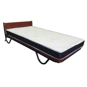 Compact folded hotel rollaway bed demonstrating space-saving storage for hospitality projects.