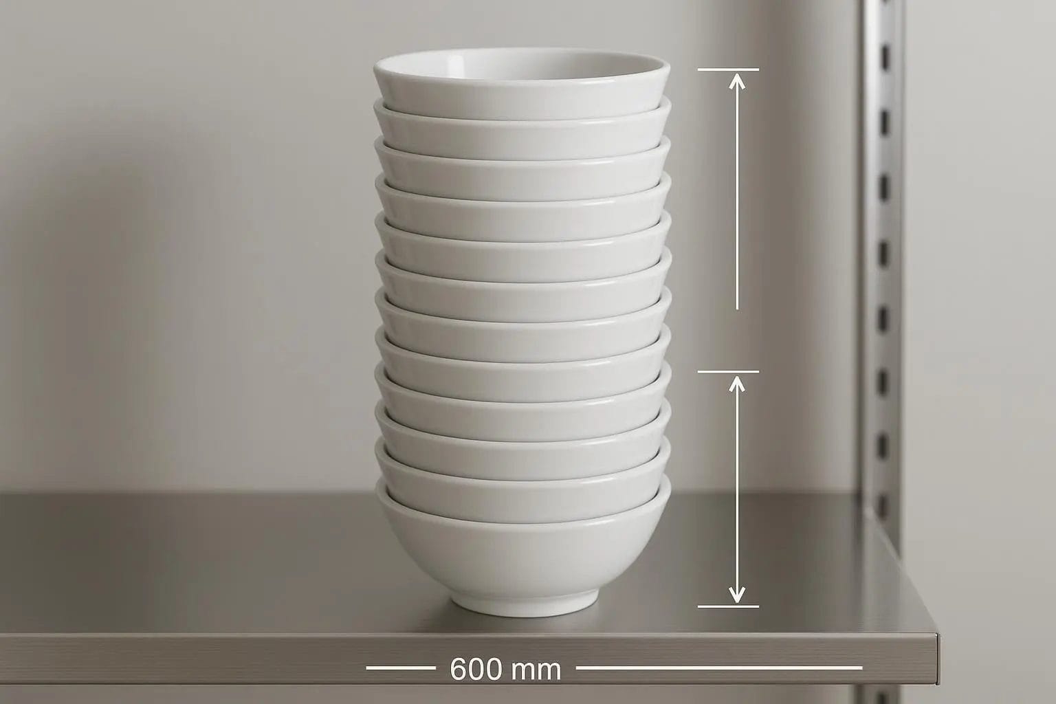 Perfectly nested porcelain sauce bowls showing zero-wedging and stable stack height.