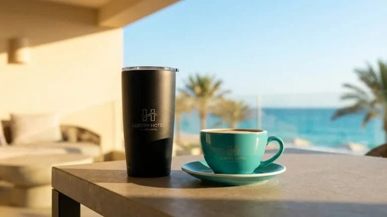 Custom Hotel Coffee Mugs: A comparison of 300ml stainless steel tumblers and 280ml porcelain sets for luxury resorts.
