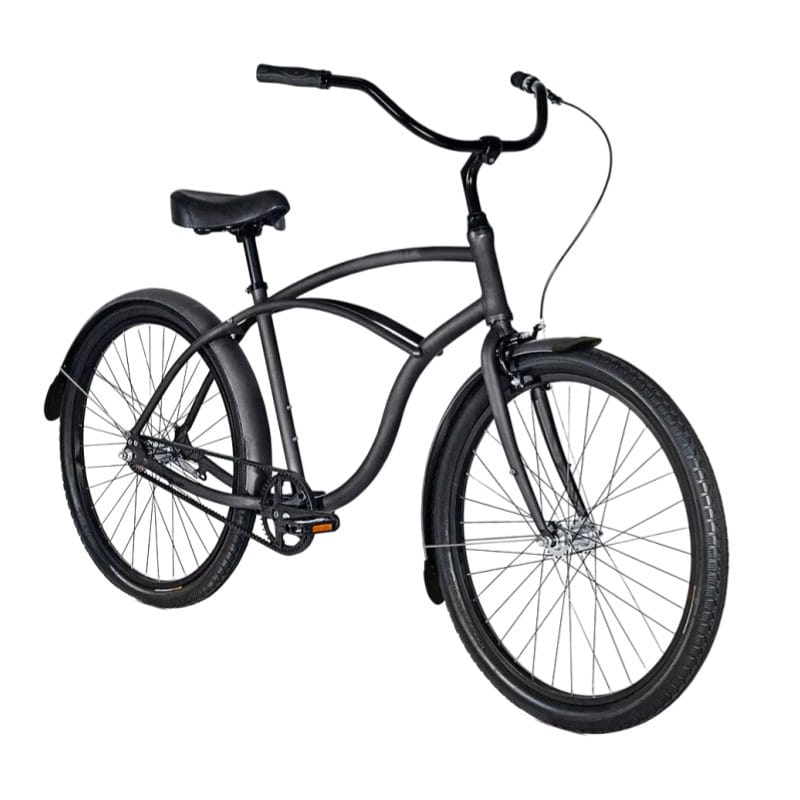 A view of the anti-rust chain, full-coverage chain guard, and simplified coaster brake hub on the Beach Cruiser Bike.