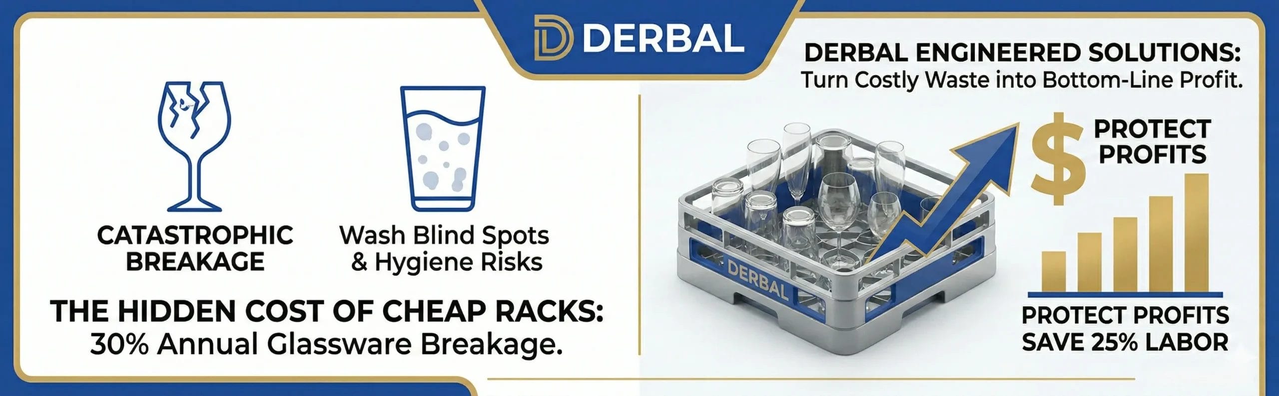 Uncovering Hidden Hotel F&B Operations Costs: How DERBAL Engineered Commercial Glass Racks Turn Breakage and Water Spots into Bottom-Line Profits.