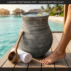 Large red pottery Clay Wash Pot Water pots – For Foot wash rituals in luxury spas.