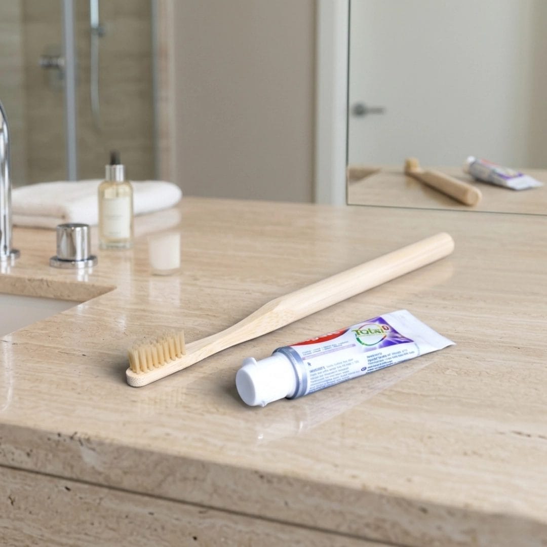Source premium Hotel Dental Kits featuring sustainable bamboo toothbrushes and 10g fluoride toothpaste.