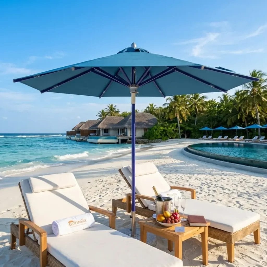 Reinforced aluminum alloy ribs of the Sunbrella Beach Sun Shade Sun Umbrellas.