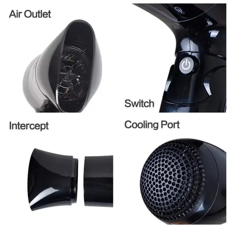 A Hotel Hair Dryer with Spiral Cord featuring a custom logo pad-printed on the cradle.