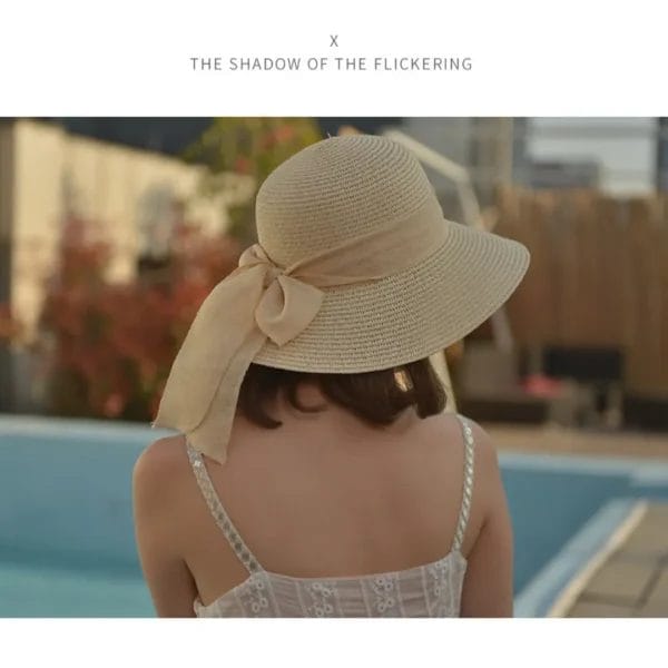 Handwoven Beach Sun Straw Hat with custom resort logo embroidery.