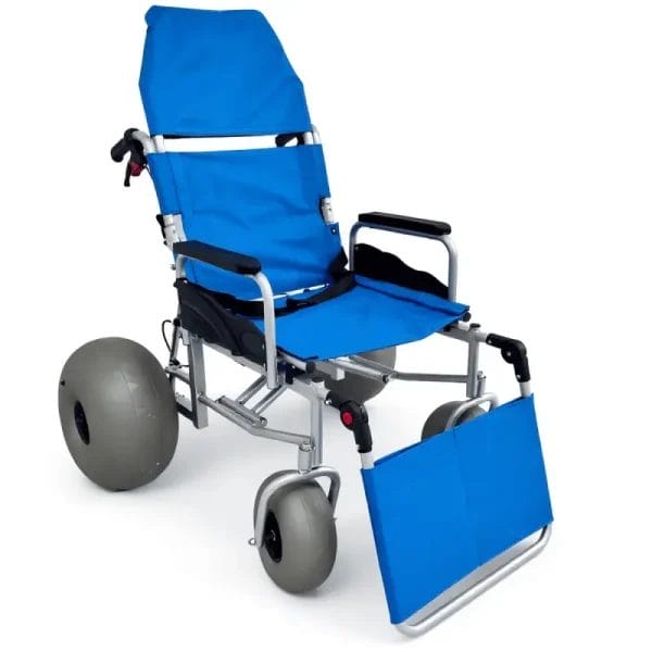 Professional Island Beach Sand Wheelchair with oversized all-terrain wheels for luxury resort guest use.