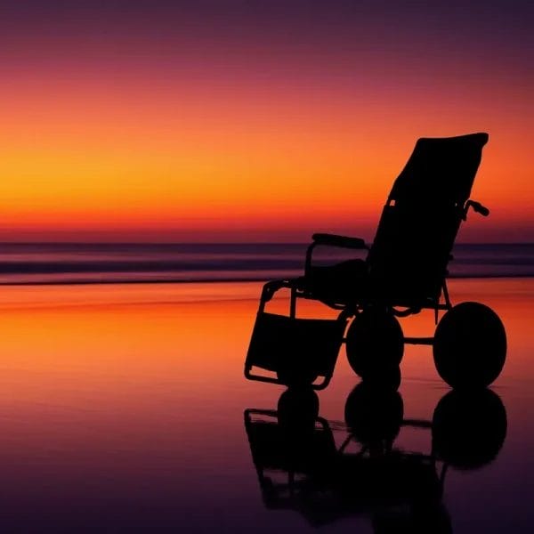 Close-up of the epoxy-coated carbon steel frame and stainless steel bolts on an Island Beach Sand Wheelchair.