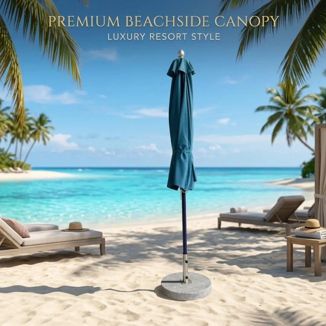 3m Navy Blue Sunbrella Beach Sun Shade Sun Umbrellas with aluminum frames.