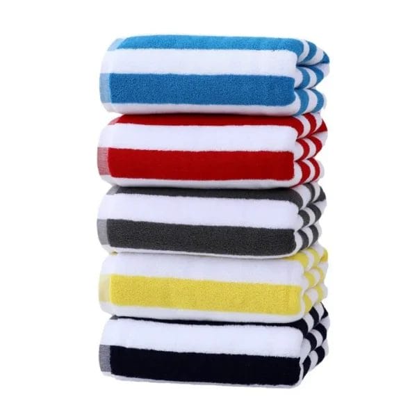UV-resistant and chlorine-proof yarn-dyed stripes on a Beach Towel.