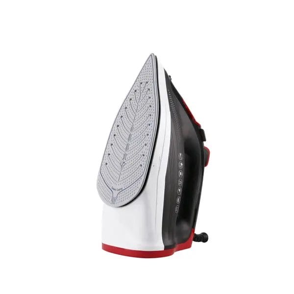 Close-up of the smooth ceramic soleplate on a Hotel Electric Steam Iron.