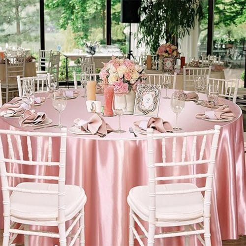 Wedding Banquet Pudding Satin Round Tablecloth